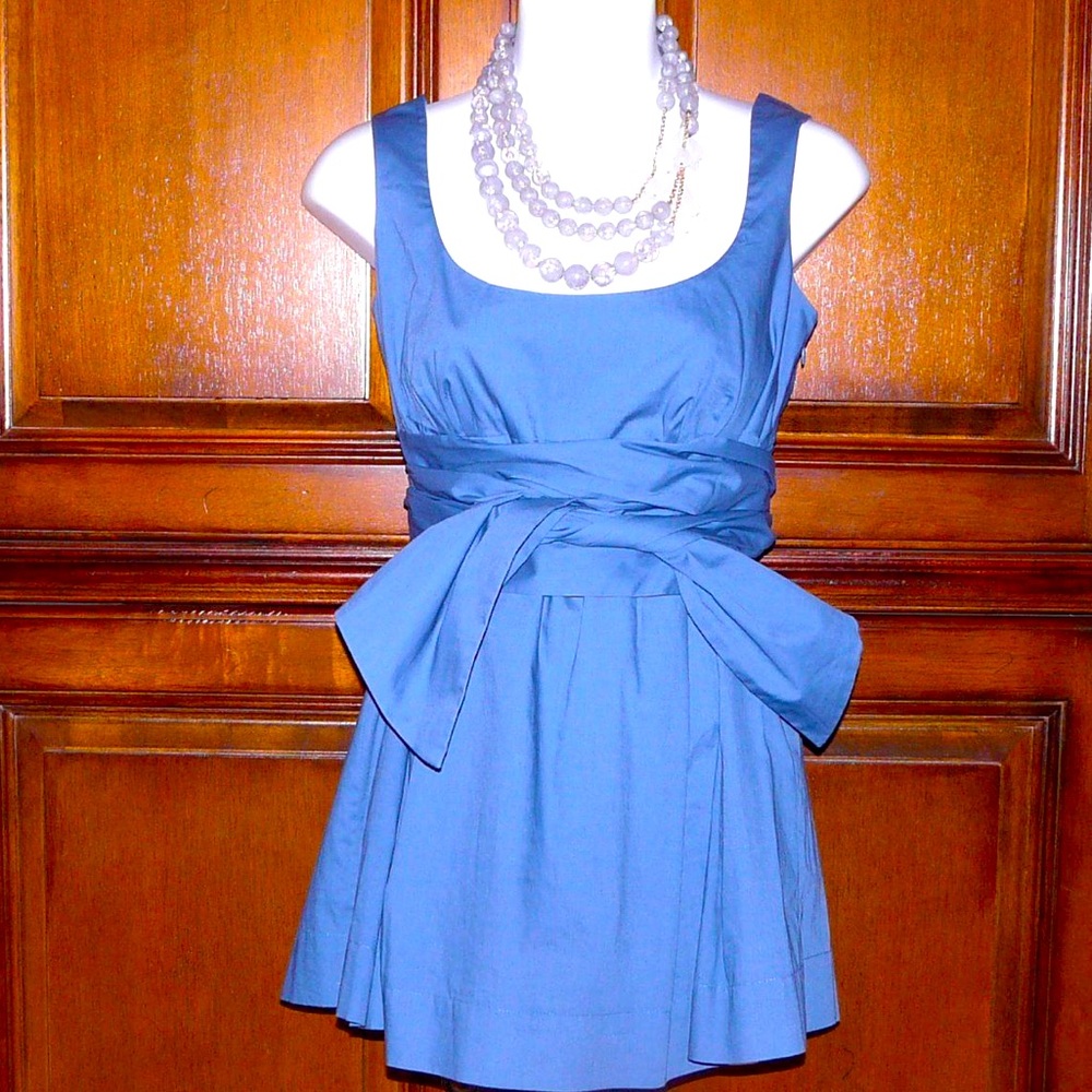 Odille Blue Cotton Wrap Tunic Top, Size 4